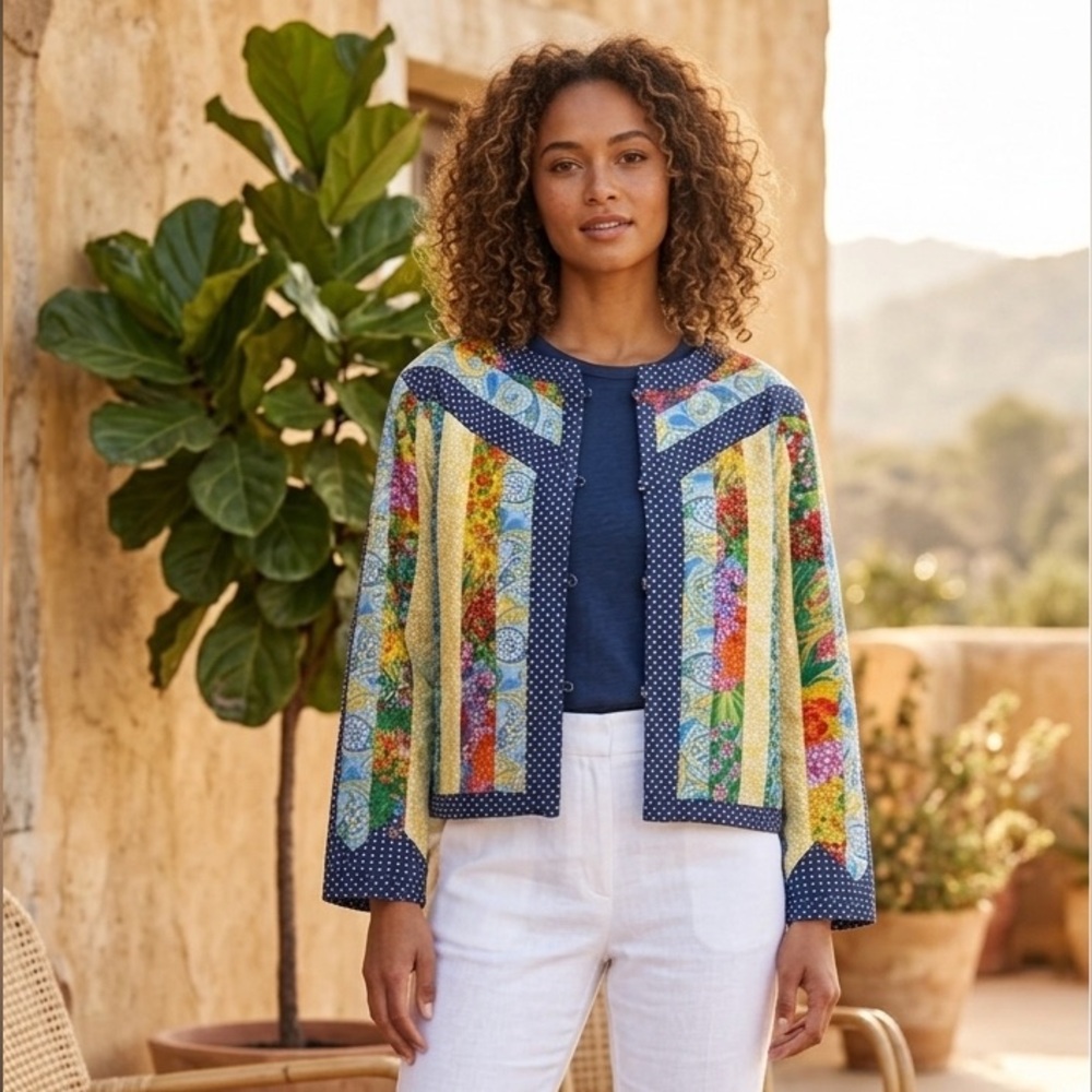 Handmade wren cardigan jacket button down blazer patchwork unique seamstress S